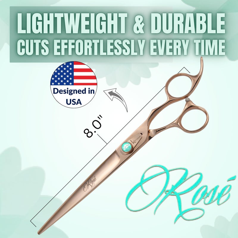 Kenchii Rose Dog Grooming Scissors, 8 Inch Straight Shears, Dog Scissors for Grooming, Ergonomic Design for Comfort and Precision, Heavy Duty, Durable and Sharp - Image 2